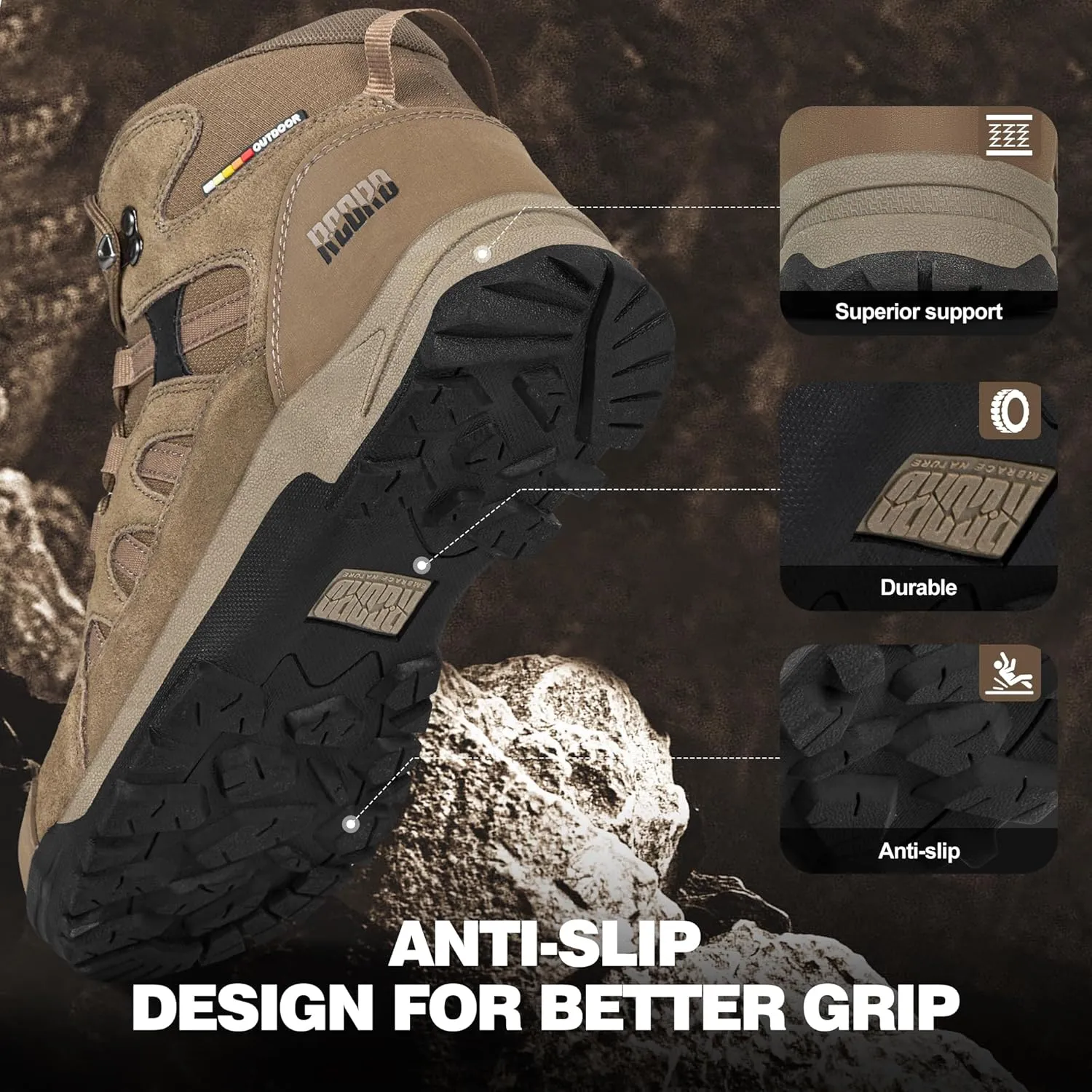 @ R CORD Womens Hiking Boots Waterproof Lightweight Hiking Boots Women Ankle Support Hiking Shoes Backpacking Boots Breathable Non-slip Hiking Boot for Outdoors