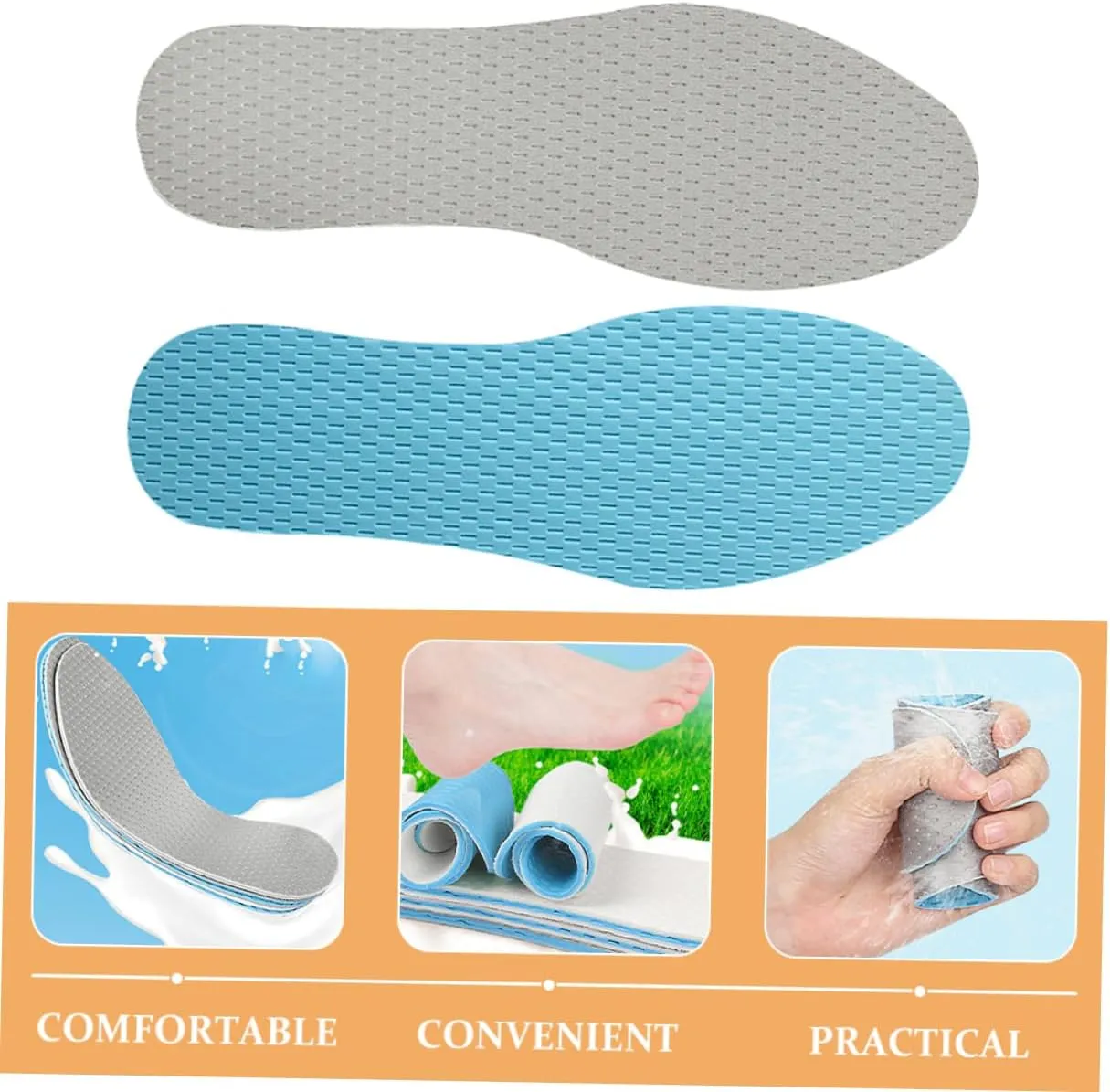 1 Pair Replaceable Breathable Shoe Inserts for Men and Women Comfortable Sport Insoles Soft and Lightweight Shoe Pads for Daily Wear and Sports Activities