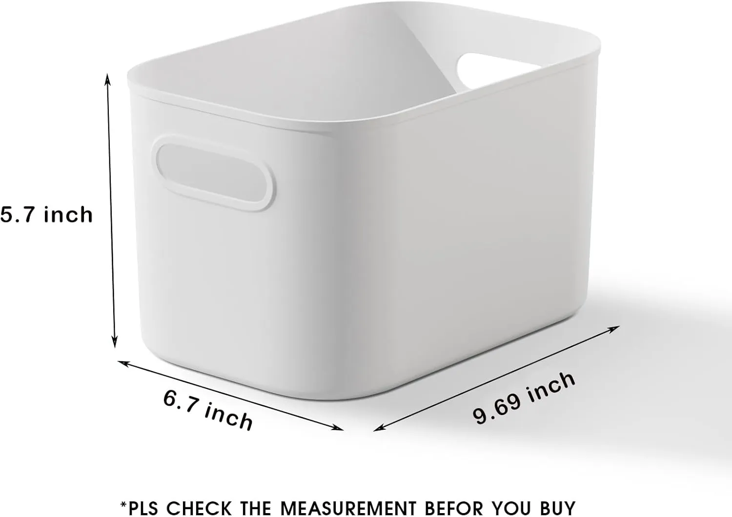 10 Pack White Plastic Storage Bins, Storage Container for Organizing, Storage Boxes with Handle for Shelves, Cute Organizer Bins for Craft, Snacks, Pantry, Cabinet, 9.69x6.7x5.7 inch