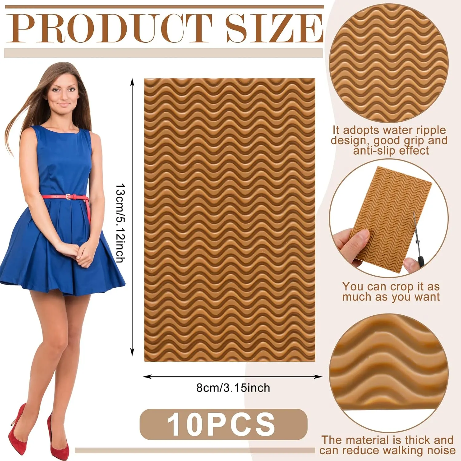 10 Pcs Shoe Grips on Bottom of Shoes 3.1 x 5.1 Inch Non Slip Pads Anti Skid Boots Treads Adhesive Sole Protector for Women Men