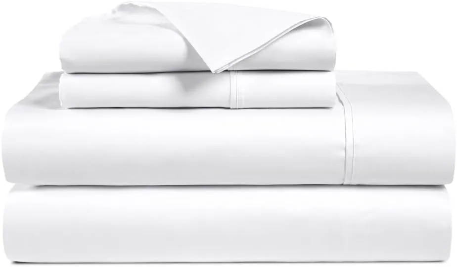 100% Egyptian Cotton Sheets Queen Size, 1000 Thread Count Luxury Breathable Sheet, 4Pc Queen Size Bed Sheet Set, Long Staple 16" Deep Pocket Sheets Set: White