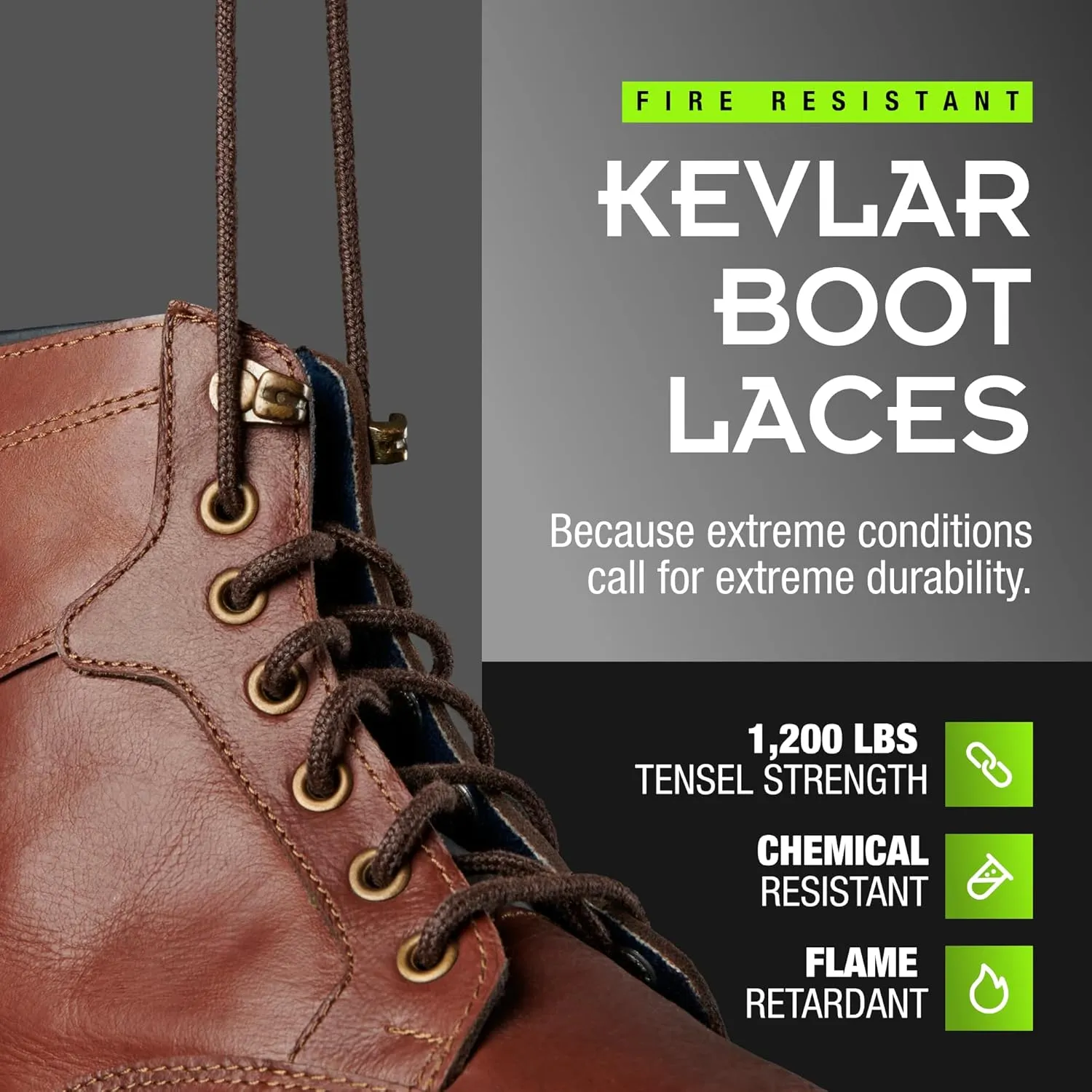100% Kevlar Shoe Laces - Heavy Duty Boot Laces in 54", 63" and 72" - Flame and Chemical Resistant - Made in the USA!