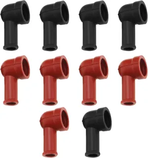 10pcs Battery Terminal Insulating Rubber Protector Cover Angled Terminal Insulating Boot Terminal Insulating Cover 14mm x 8mm, Black and Red
