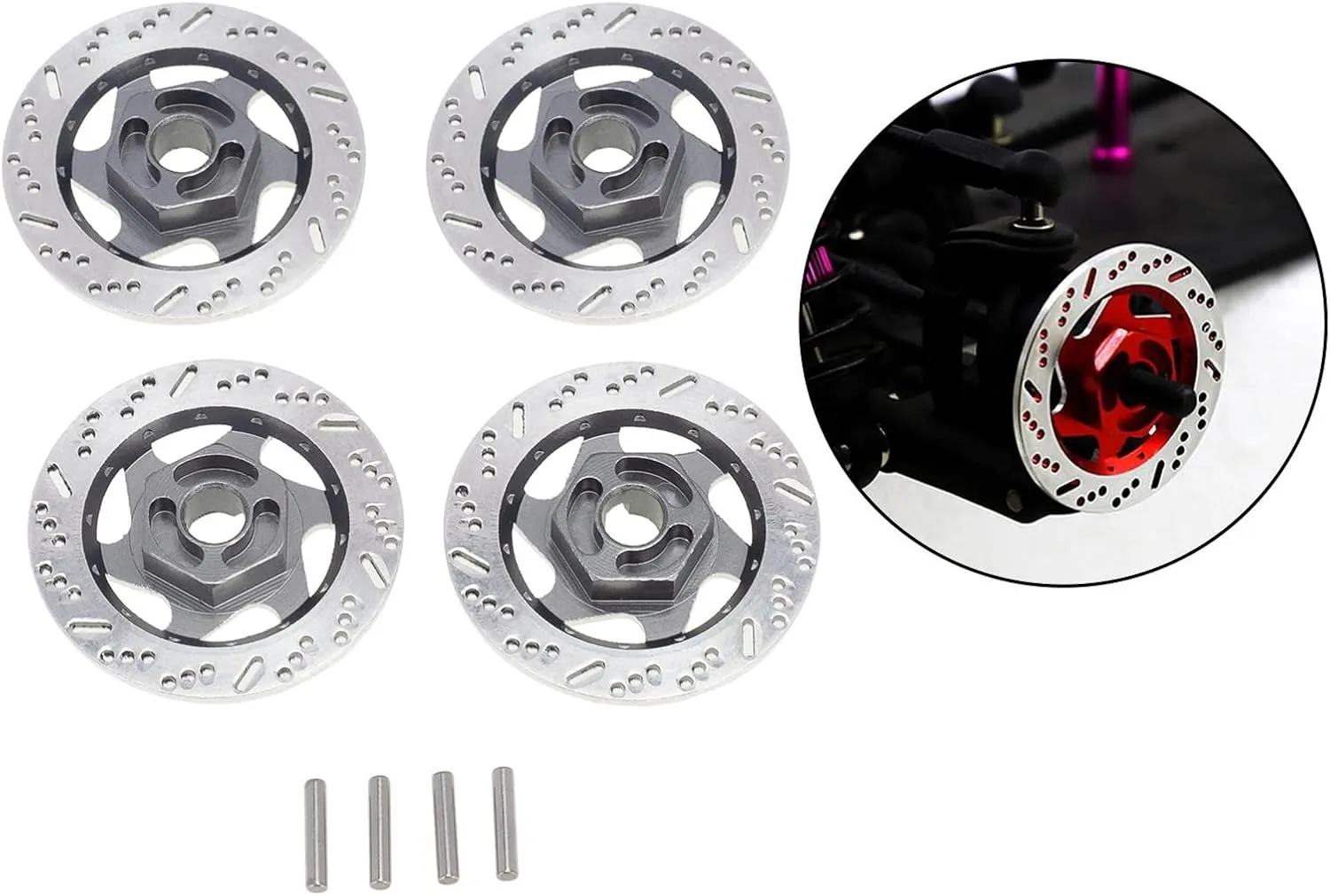 12mm RC Car Brake Disc Hex Adapter 4 Pack Upgrade Part for 1/10 Scale Racing Climbing Vehicle Model Decorations Accessories - Titanium