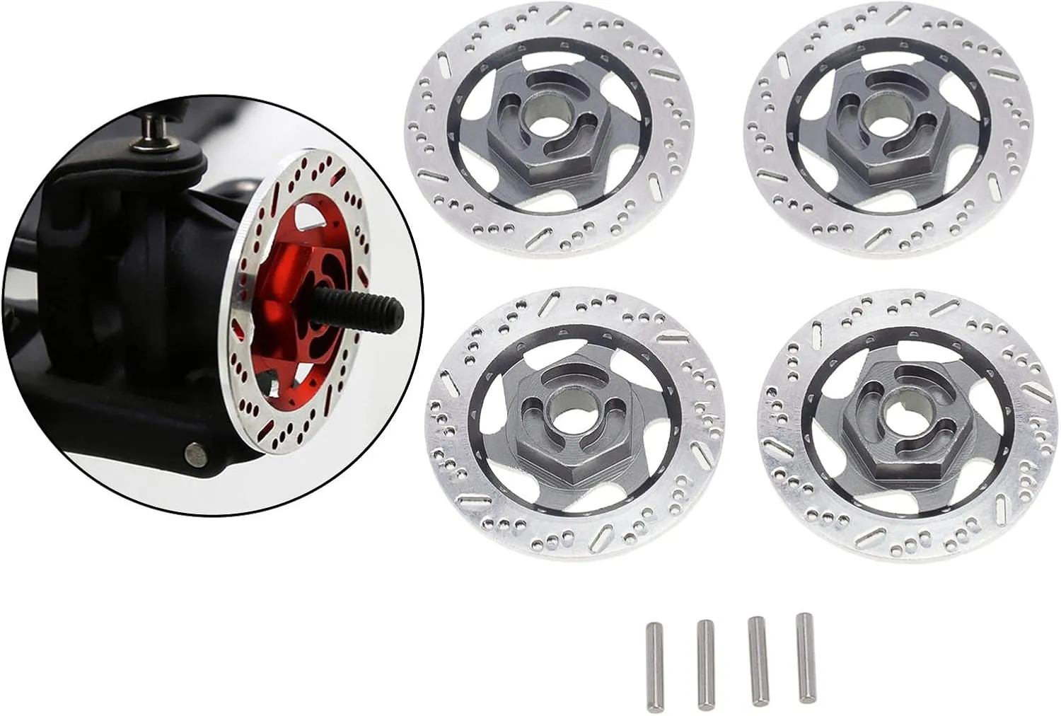 12mm RC Car Brake Disc Hex Adapter 4 Pack Upgrade Part for 1/10 Scale Racing Climbing Vehicle Model Decorations Accessories - Titanium