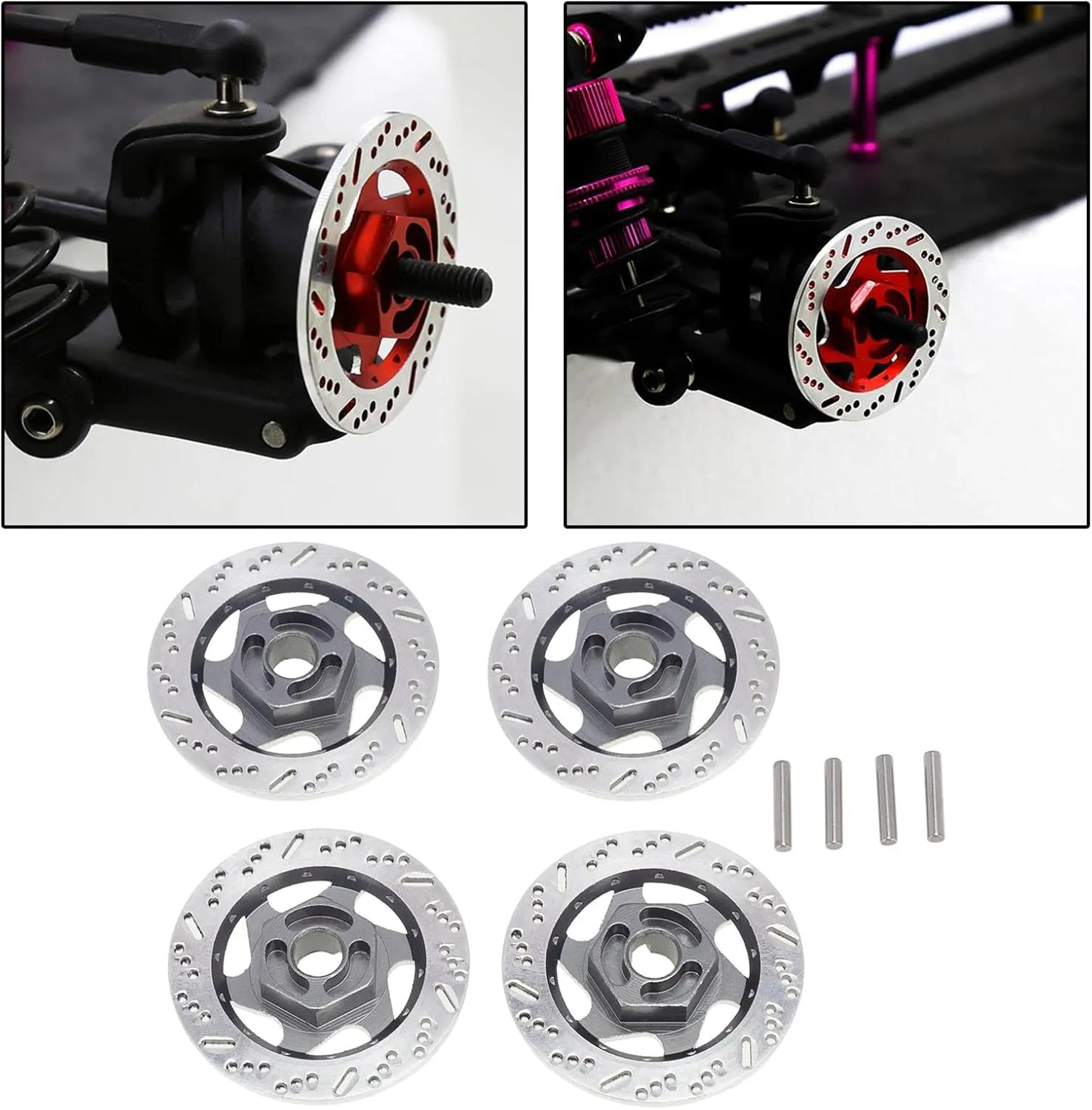 12mm RC Car Brake Disc Hex Adapter 4 Pack Upgrade Part for 1/10 Scale Racing Climbing Vehicle Model Decorations Accessories - Titanium
