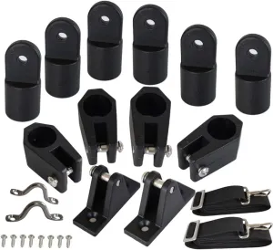 12Pcs Boat 3 Bow Bimini Top Fittings Hardware Set Black Nylon Combo Bimini Top Hardware 7/8 inch Tubing