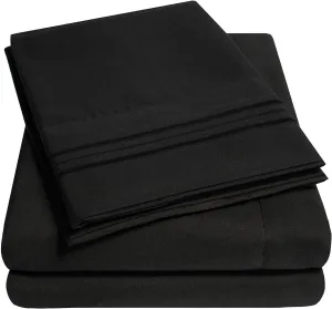 1500 Supreme Collection RV Short Queen Sheets Set, Black - Short Queen Bed Sheets for RV Camper Mattress, 1500 Supreme Collection Soft Sheets, RV Queen Size, Black