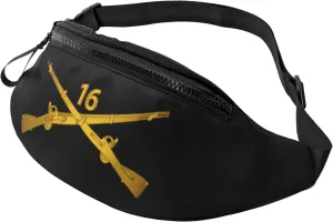 16th Infantry Regiment Branch Waist Bag Men's and Women's Adjustable Travel Chest Pack Outdoor Running Waist Bag