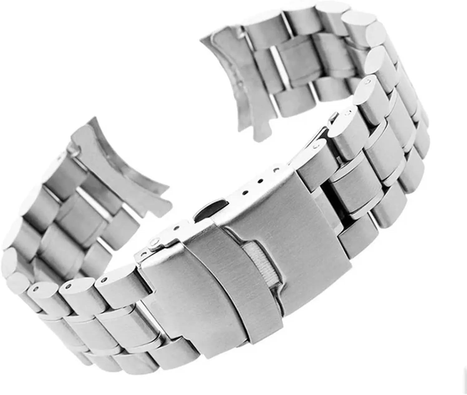 18 20 22 24mm Stainless Steel Solid Strap Curved End Folding Buckle Universal Replace Watch Band