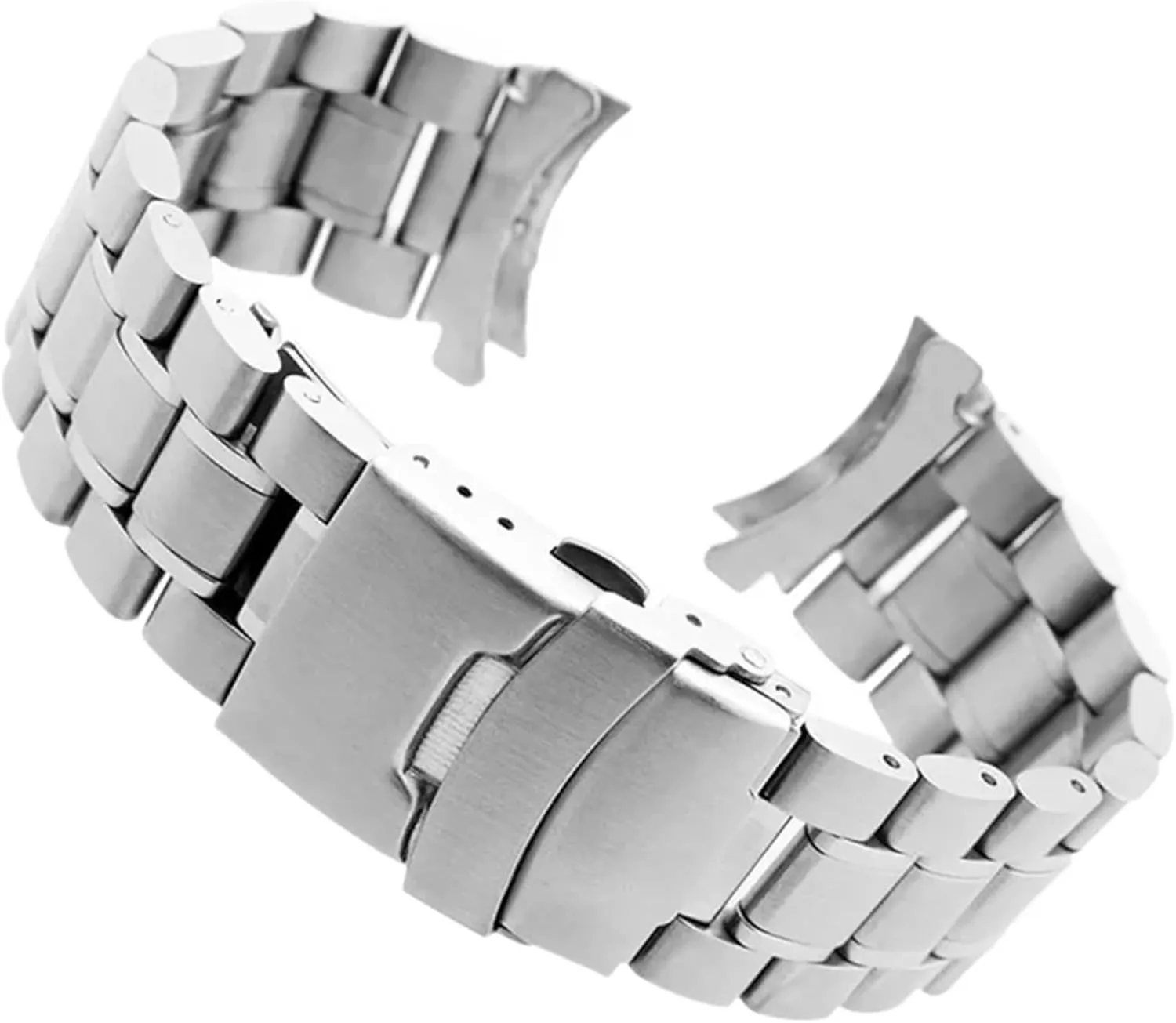 18 20 22 24mm Stainless Steel Solid Strap Curved End Folding Buckle Universal Replace Watch Band