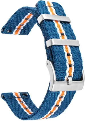 18/20/22/24mm Woven Nylon Strap Stainless Steel Buckle Quick Release Men Women Diagonal Stripe Replacement Watch Band