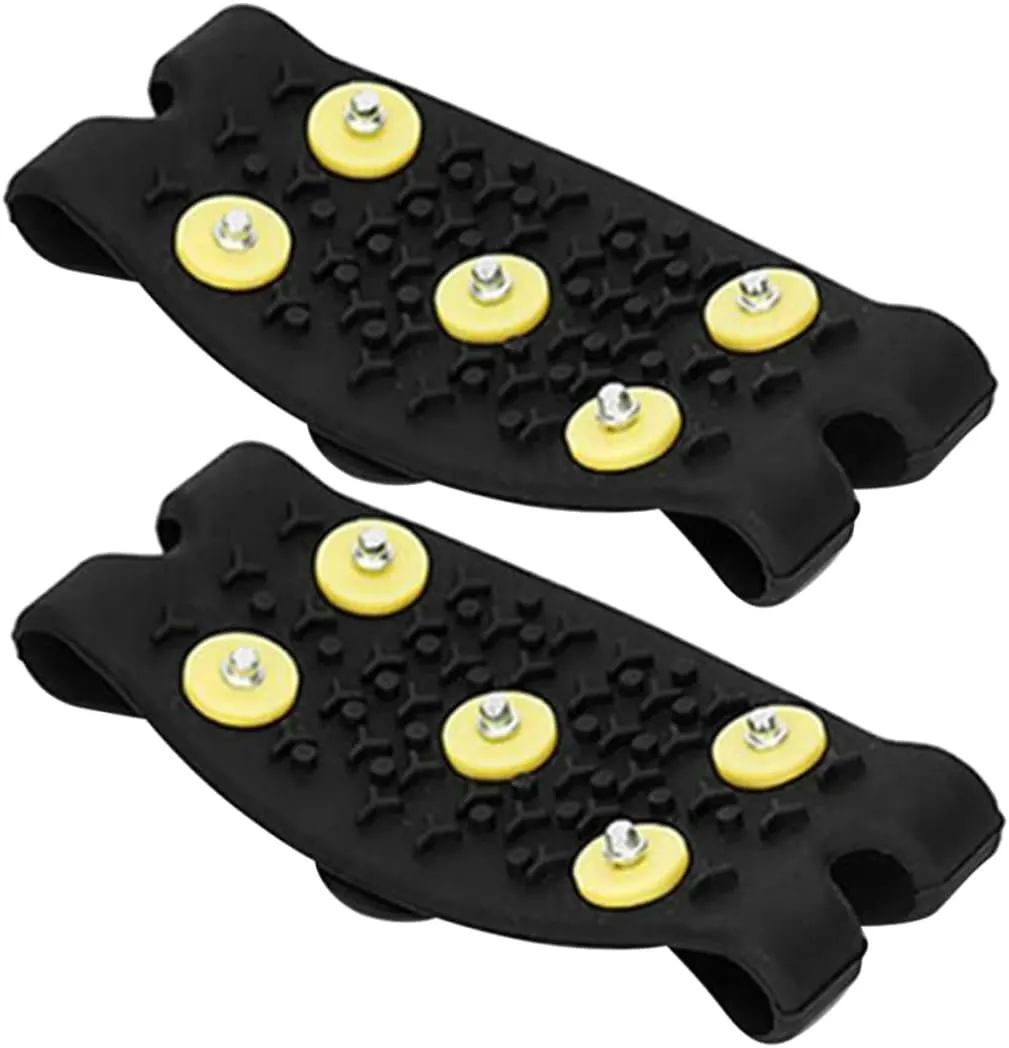 1Pair Ice Cleats with Five Tooth Buckle Slip Shoe Grippers for Snow and Ice Portable TPE Spikes for Winter Sports for Safe Outdoor Activities