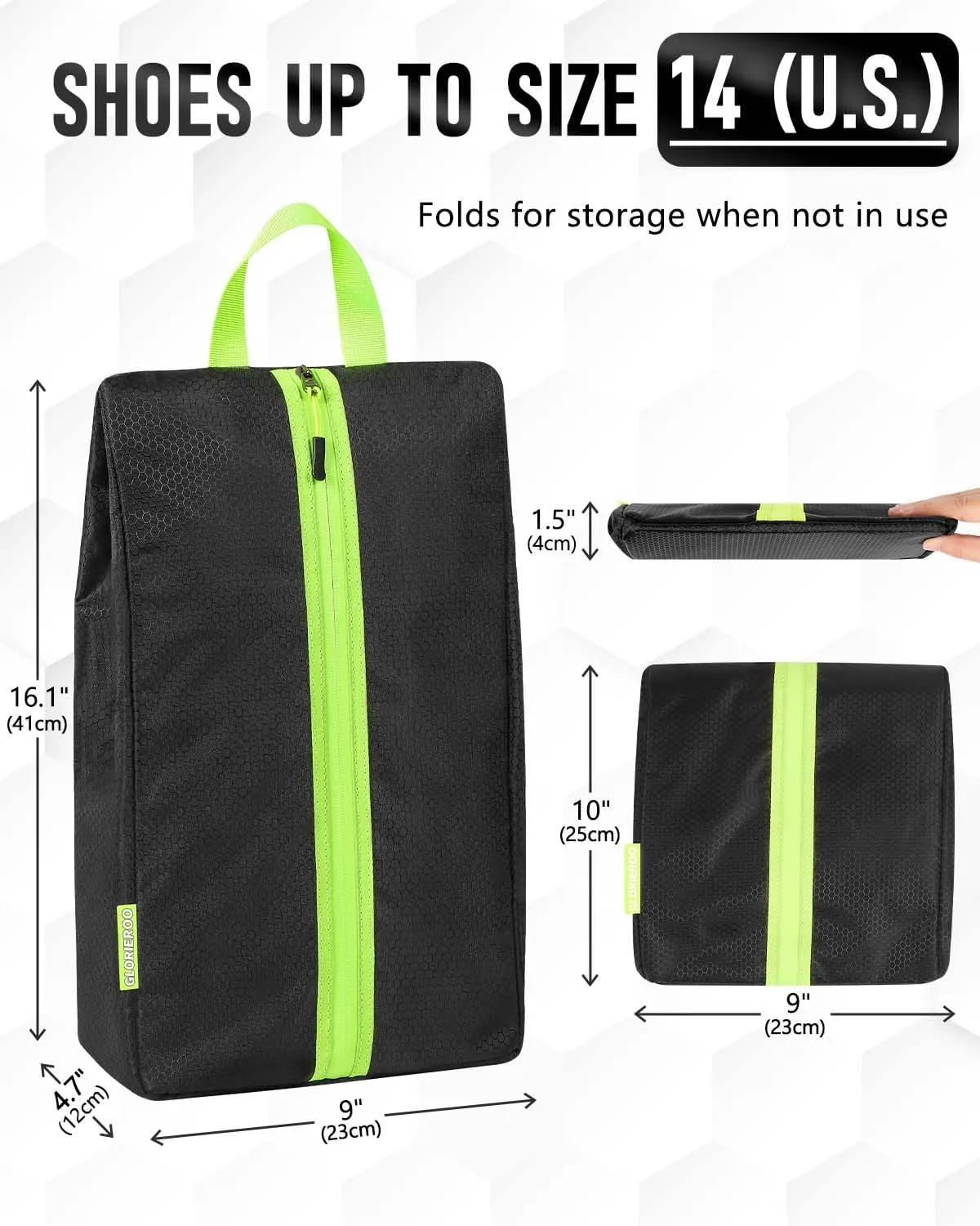 2 Pack Smell Proof Shoe Cleat Bag for Travel Men (2, Black & Black, Standard 14 US)