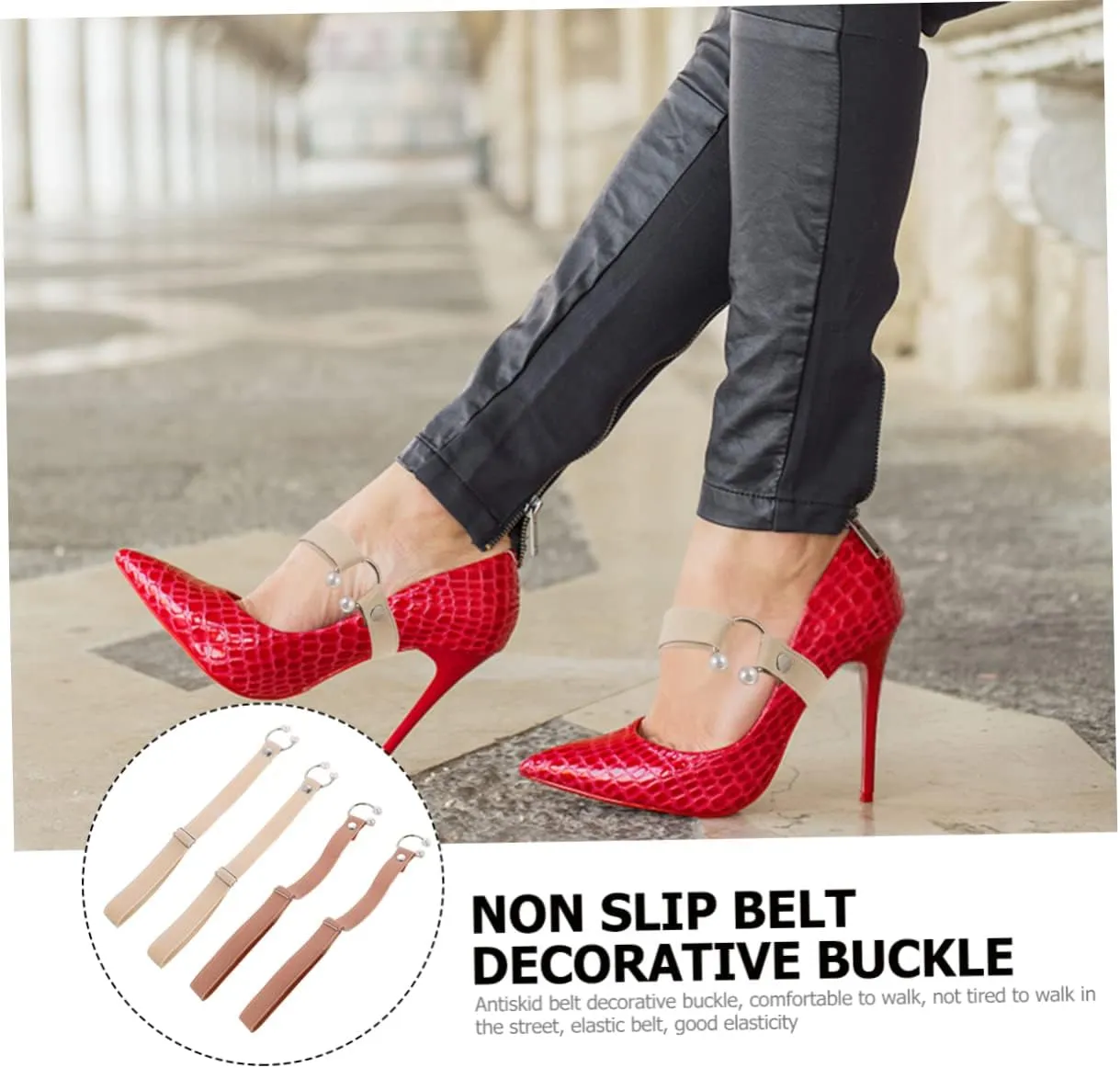 2 Pairs Shoelaces High Heels Anti Slip Strap Elastic Shoe Bands Shoes Band Fixed Tie Belt High Heel Shoe