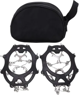 2 Pcs Outdoor 12 Tooth Mountaineering Crampons Stainless Steel Crampons Snow Anti Slip Shoe Covers Black