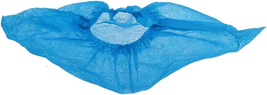 200Pc Disposable Shoes Covers Blue Non Woven Fabric Breathable Non Slip Thickened Design Elastic Band for Secure Fit for Home Commercial Use