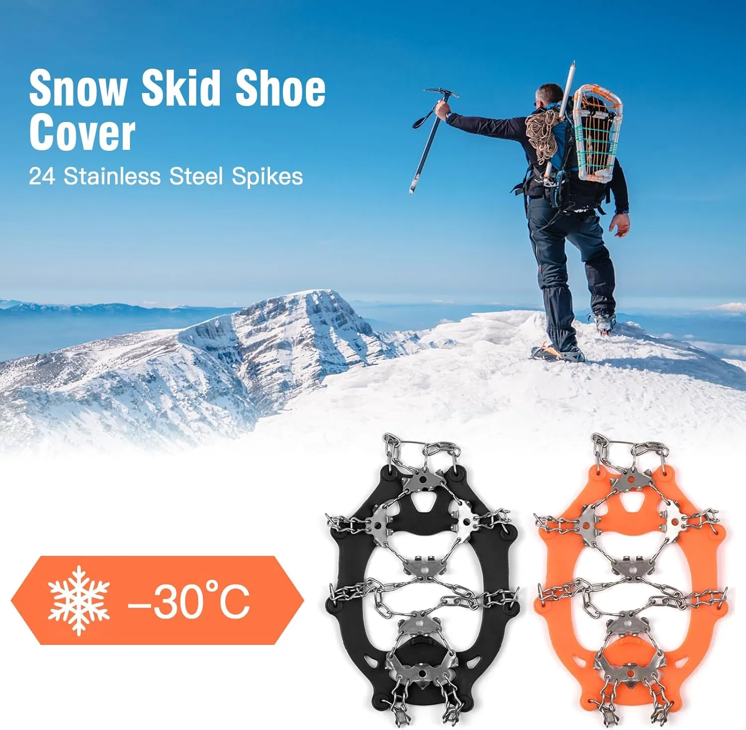 201 Stainless Steel 24 Ice Claw Snow Anti-Slip Shoe Cover