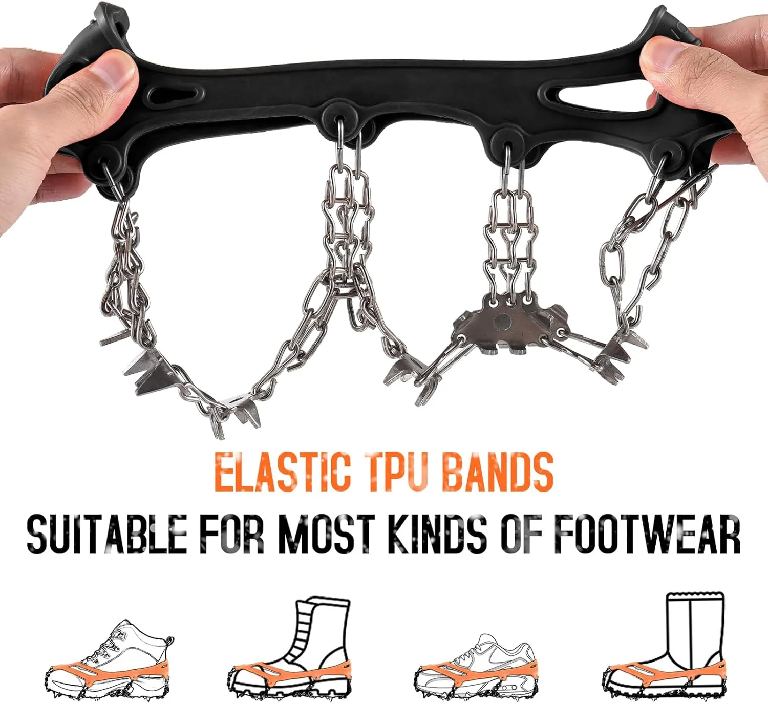 201 Stainless Steel 24 Ice Claw Snow Anti-Slip Shoe Cover