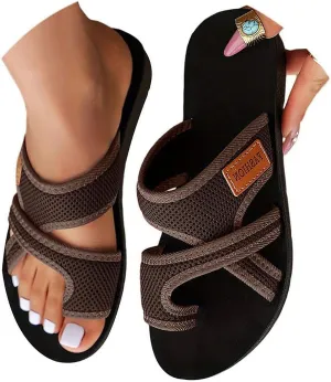 2024Women's Hollow Mesh Slide Sandals, Women Comfortable Orthopaedic Slippers Summer Mesh Flats Beach Sandals Mules