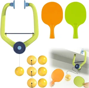 2025 New Hanging Table Tennis Trainer Portable Set, Door Pong Game for Kids With Racket and Balls, Adjustable (1 Pcs 6 Balls & 2 Pcs 12 Balls)