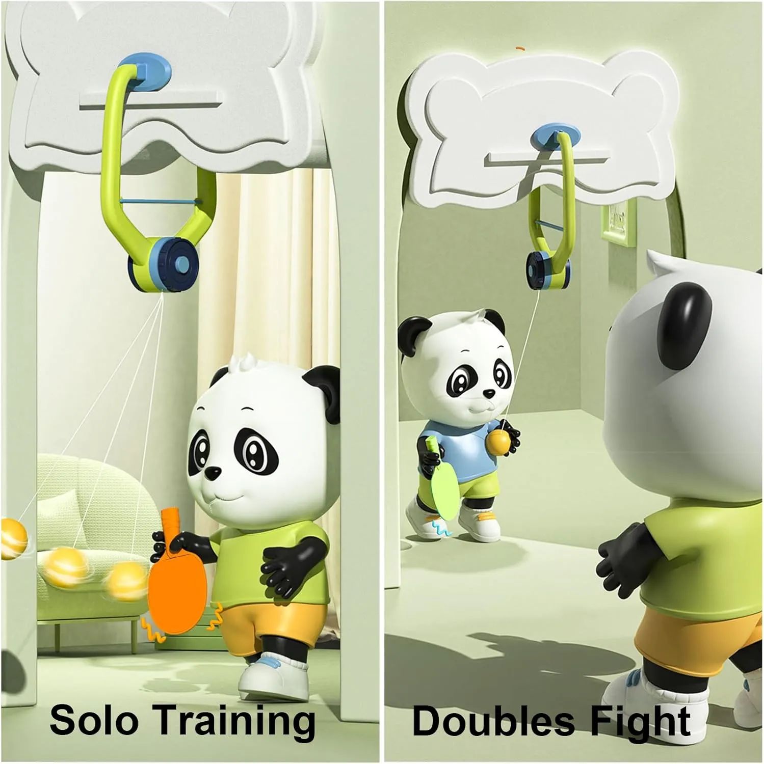 2025 New Hanging Table Tennis Trainer Portable Set, Door Pong Game for Kids With Racket and Balls, Adjustable (1 Pcs 6 Balls & 2 Pcs 12 Balls)