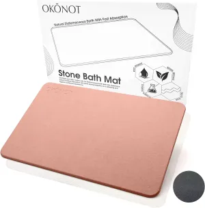 23.5” x 15” - Stone Bath Mat, Natural Diatomaceous Earth Shower Mat, Non-Slip Ultra Absorbent Fast Drying Bathroom Slip Resistant Floor Mat (Lusso, Salmon Pink)