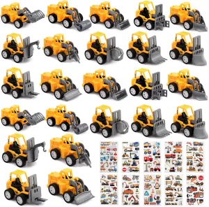 24PCS Mini Construction Trucks and Vehicles, Small Toys, Pull Back Engineering Vehicles for Boys with Stickers, Party Favors