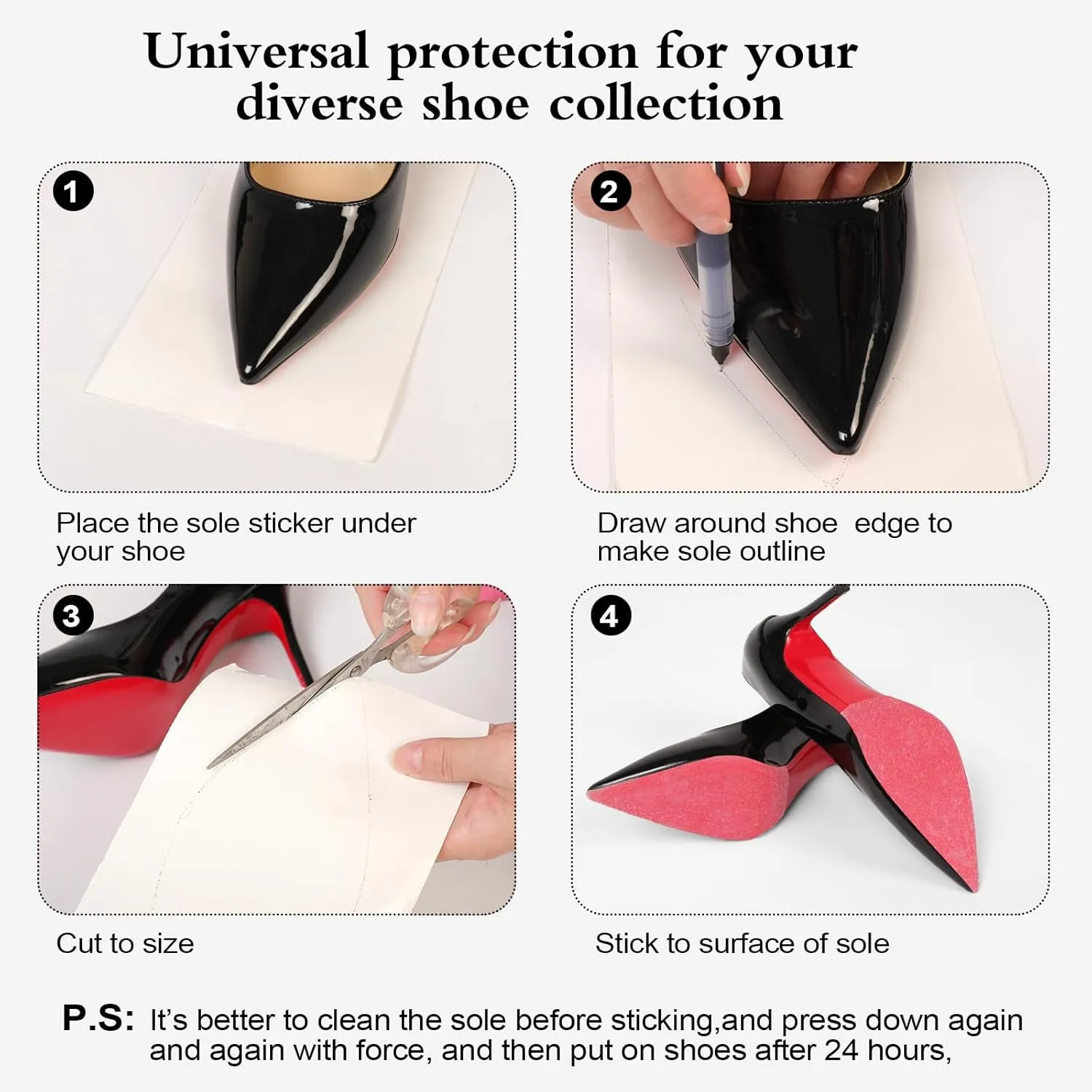 39 in Clear Sole Protector for High Heel Shoes, Anti-Slip Shoe Sole Guard, Transparent Louboutin Sole Protector for Red Bottom Heels & Sneakers(5 in *39 in)