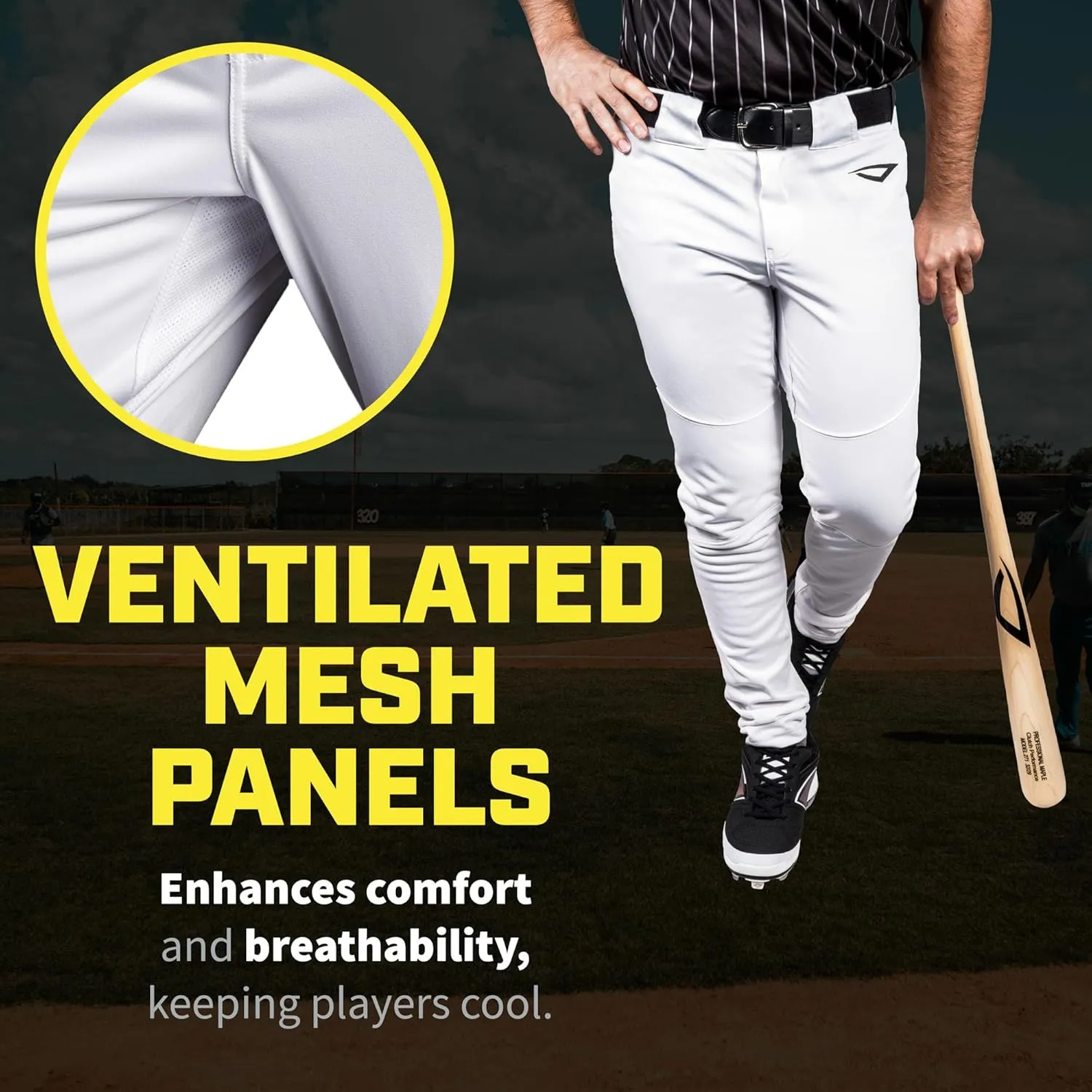 3N2 Pro Clutch Baseball Pants for Men – Fitted Tapered Style - Not Loose or Baggy - Poly-Stretch Fabric, Ankle Length