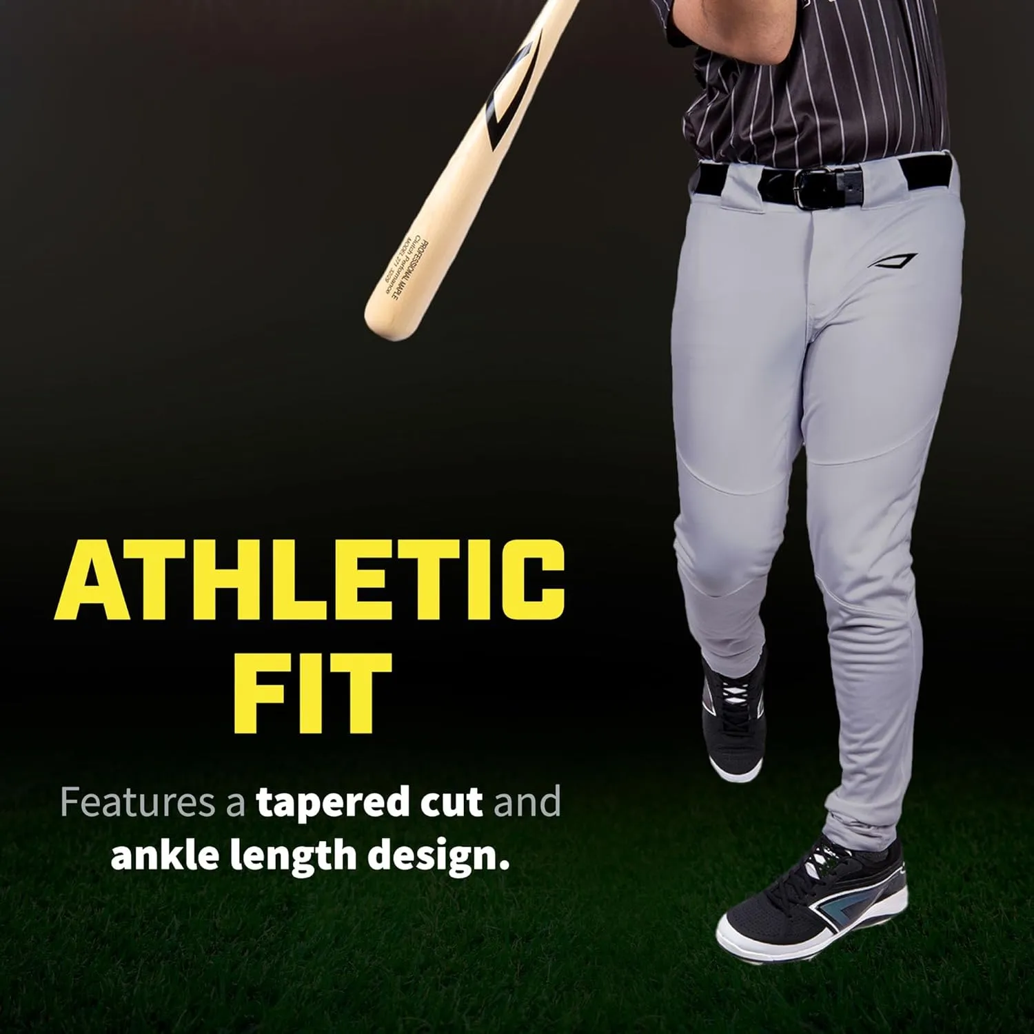 3N2 Pro Clutch Baseball Pants for Men – Fitted Tapered Style - Not Loose or Baggy - Poly-Stretch Fabric, Ankle Length