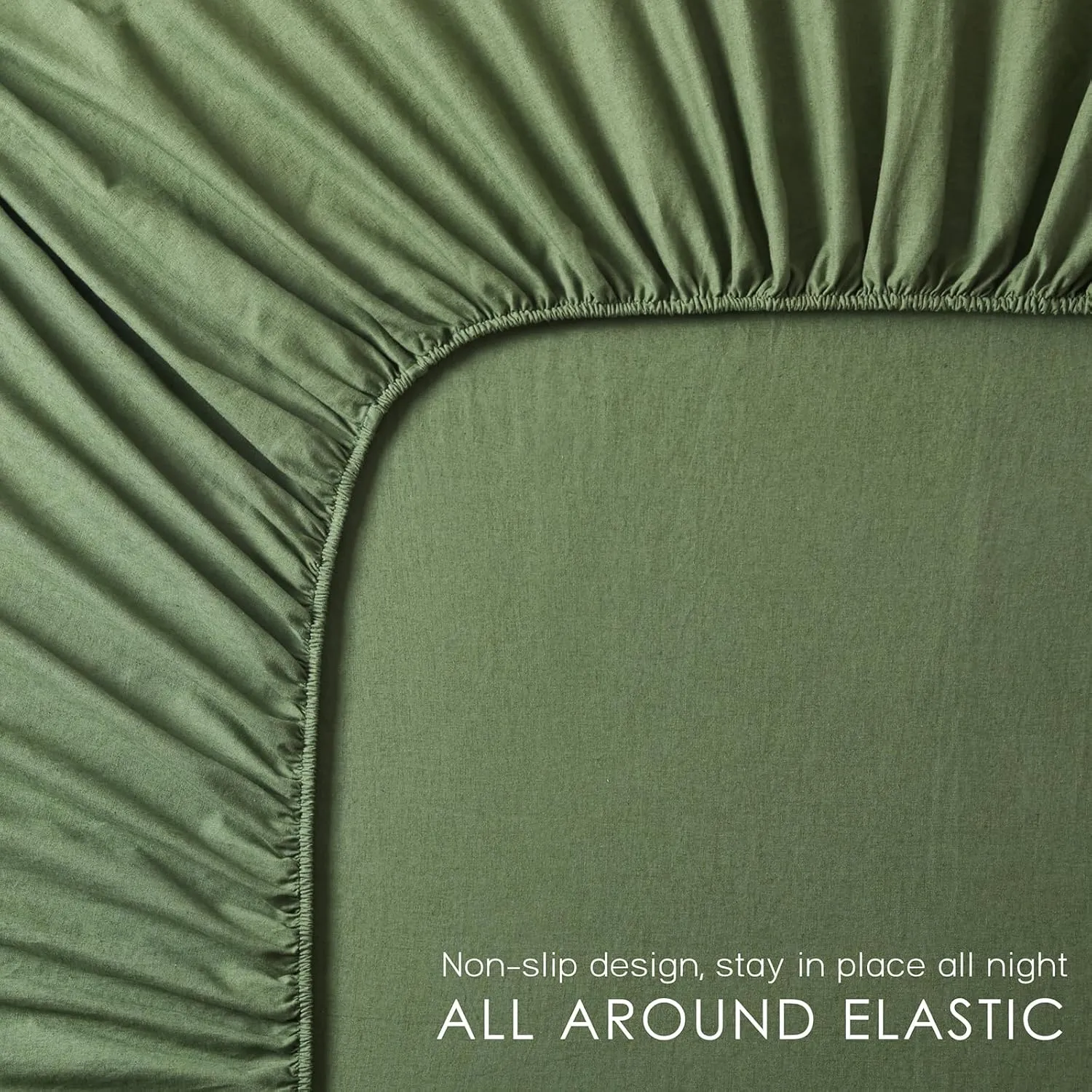 3Pcs Organic Linen Sheets Twin Size, 100% French Linen from Normandy, Durable Forest Green Bed Sheets Twin Sheet Set with 16 Inch Deep Pocket, 1 Flat Sheet, 1 Fitted Sheet, 1 Pillowcases