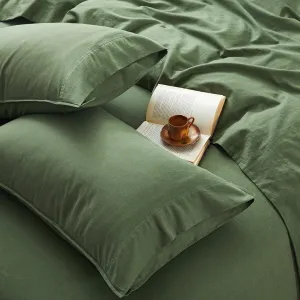 3Pcs Organic Linen Sheets Twin Size, 100% French Linen from Normandy, Durable Forest Green Bed Sheets Twin Sheet Set with 16 Inch Deep Pocket, 1 Flat Sheet, 1 Fitted Sheet, 1 Pillowcases