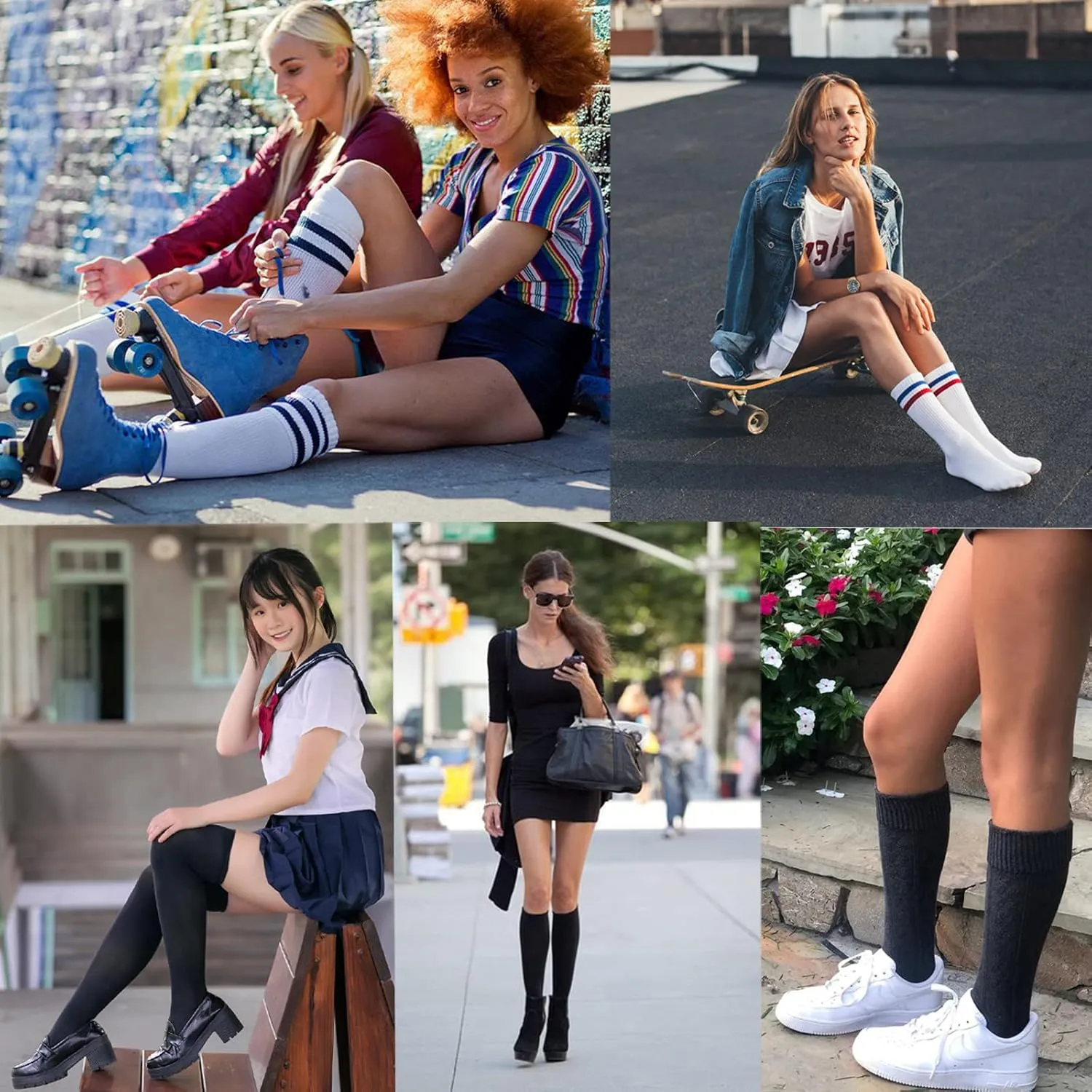 4 Pack rayon from bamboo Lightweight Knee High Dress Socks for Women, Comfortable Breathable Casual Socks, Solid Tube Socks Fit Well for Outdoor Sport School Uniform, White 10-13