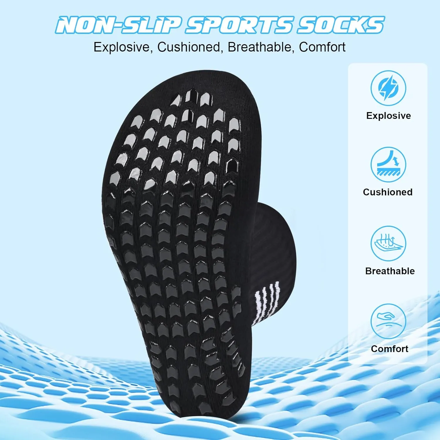 4-Pair Cotton Grip Soccer Socks Men Women Non-slip Football Socks Sport Sock Yoga Pilates Basketball Hikking Cycling