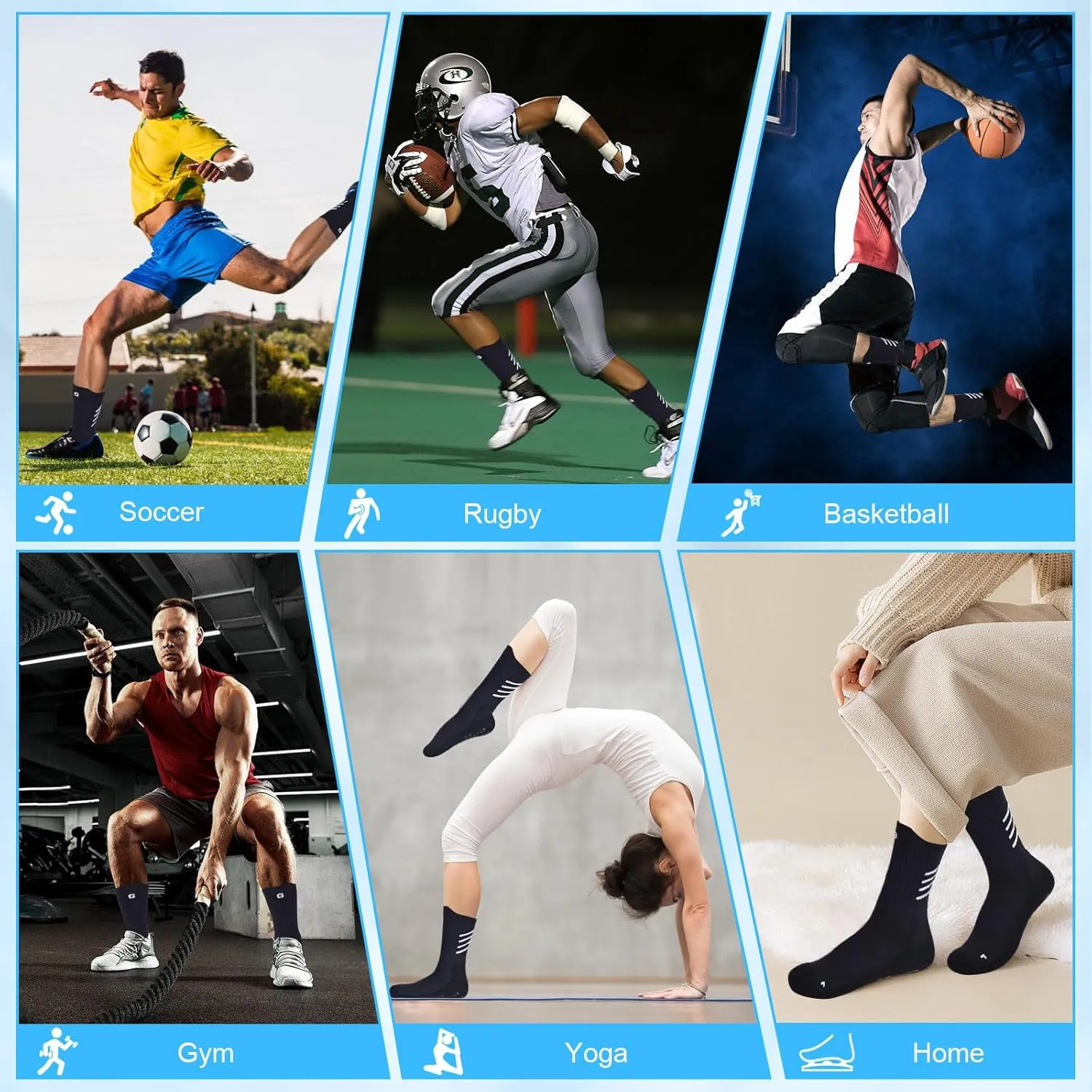 4-Pair Cotton Grip Soccer Socks Men Women Non-slip Football Socks Sport Sock Yoga Pilates Basketball Hikking Cycling