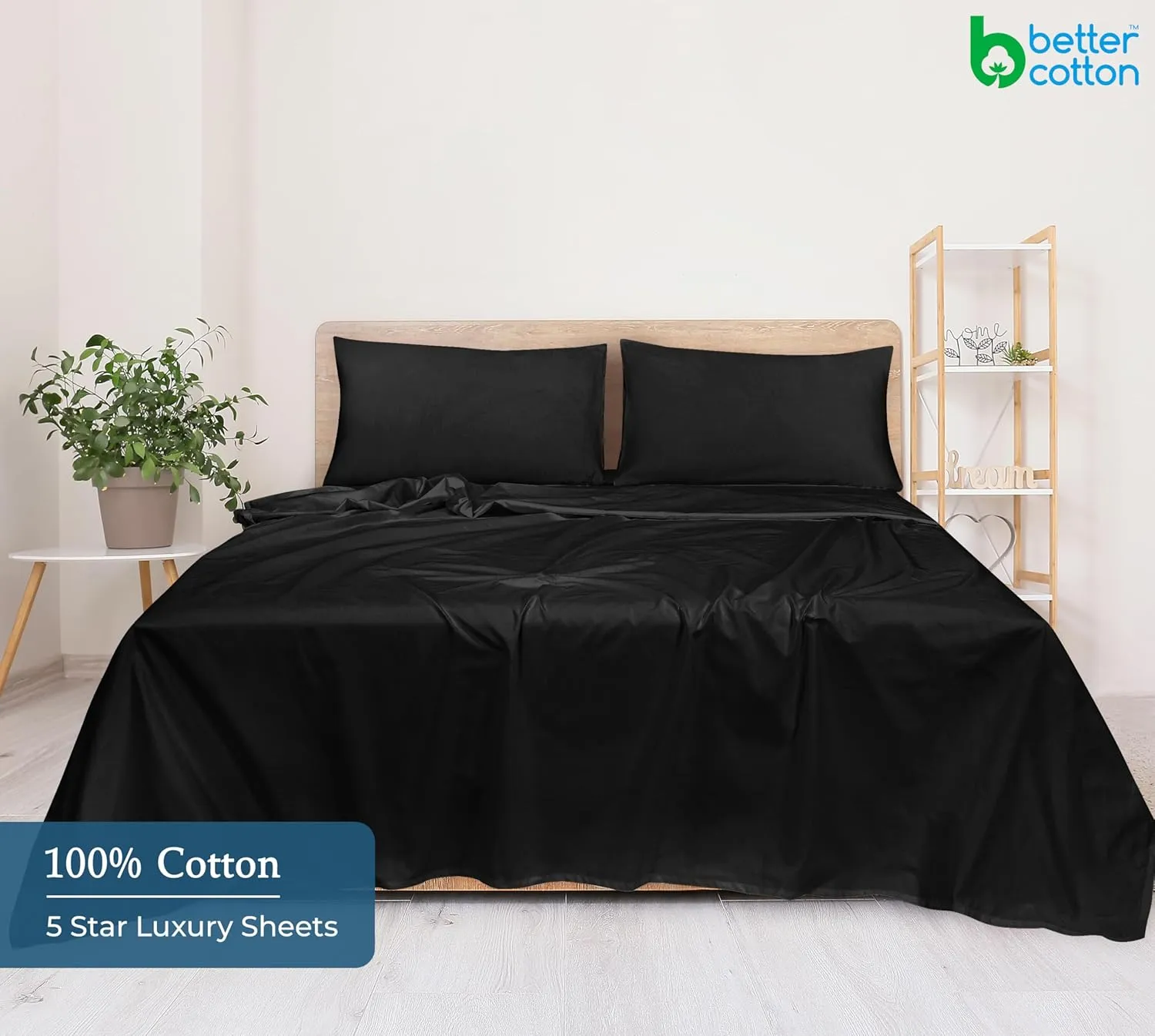400 Thread Count 100% American Grown Cotton Black Flat Sheet Only - Cooling Sheets - Luxury Sateen Weave - Full Size Flat Sheet Sold Separately - Super Soft Cotton Top Sheets (Full, Night Black)