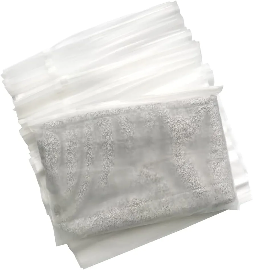50Pcs Frosted Reusable Plastic Storage Bags with Zipper Closure, 13"x9" (32x22cm), Space Saver for Clothes, Travel, School, Shopping