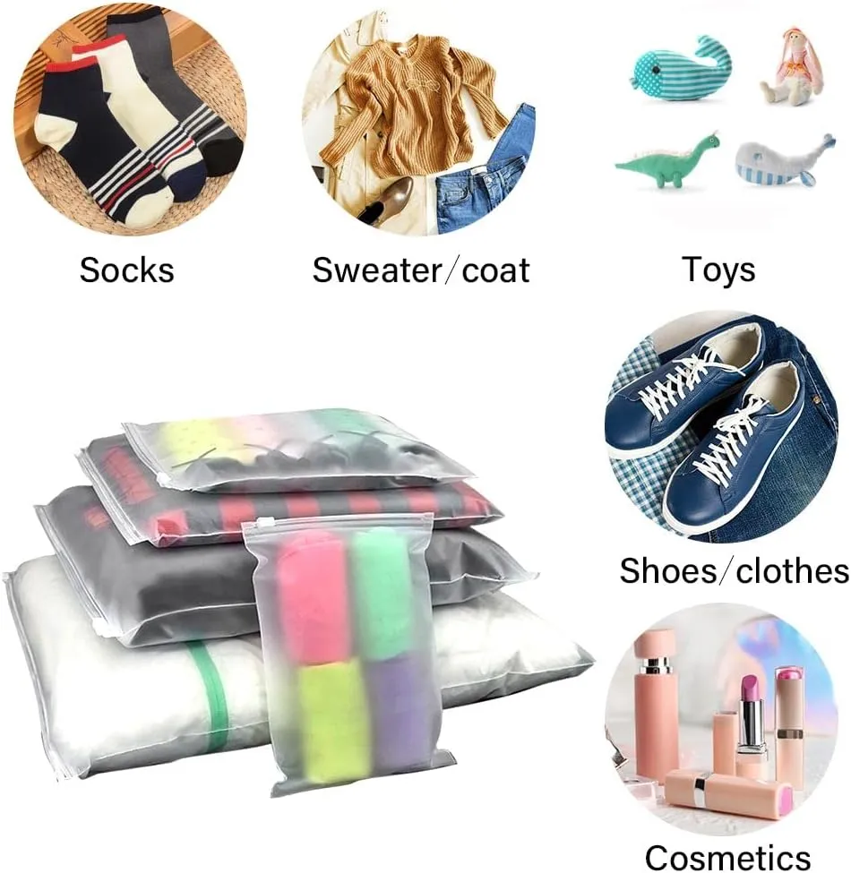 50Pcs Travel Storage Bags Resealable Bags Clear Plastic Zipper Bags Clothing Packaging Bags Luggage Organiser Pouch Space Saver Storagefor Clothes School Trip 12"x16"