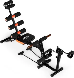 6 in 1 Ab Workout Bench for Home Gym Adjustable Workout Bench with Leg Extension, 360° Twisting Seat, Pedal, Multi-Functional Adjustable Ab Crunch Machine for Total Body Workout
