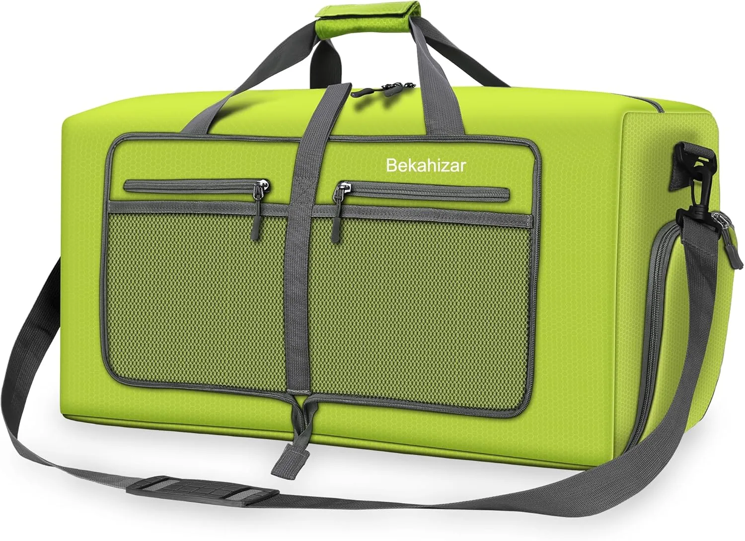 60L Duffle Bag 25 Inch Large Travel Bag Lightweight Foldable Weekend Duffel with Shoe Compartment Shoulder Strap for Men Women (Olive Green)
