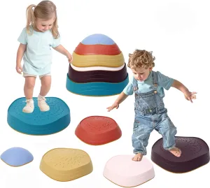 6PCS Balance Stepping Stones for Kids Non-Slip River Stones Obstacle Course Play Indoor and Outdoor Coordination Game Sensory Toys Toddler Ages 3 4 5 6 7 8 