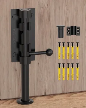 8-Inch Slide Bolt Gate Latch, Barrel Bolt Door Latch, Heavy Duty 304 Stainless Steel Slide Lock Hardware for Sliding Barn Door, Outdoor Wooden Fence, Yard, Shed, Window (Black-1pc 8inch)