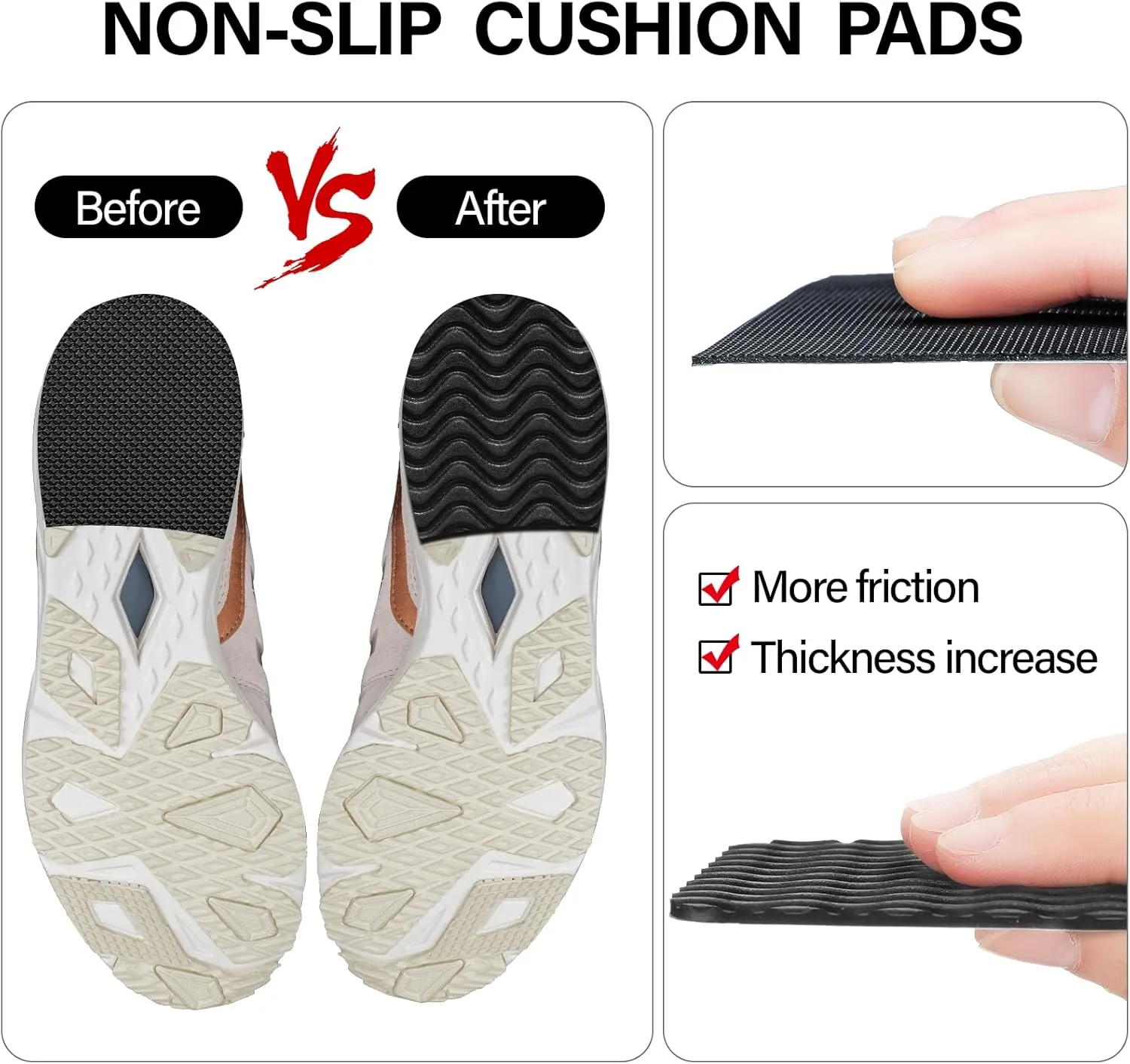 8 Pcs Shoe Grips on Bottom of Shoes No Slip Bottom Pad Self Adhesive Sole Protector Anti Slip Grips for Heel No Skid Pads for Sneakers Slippers(3.9 x 3.2 Inch,Black)