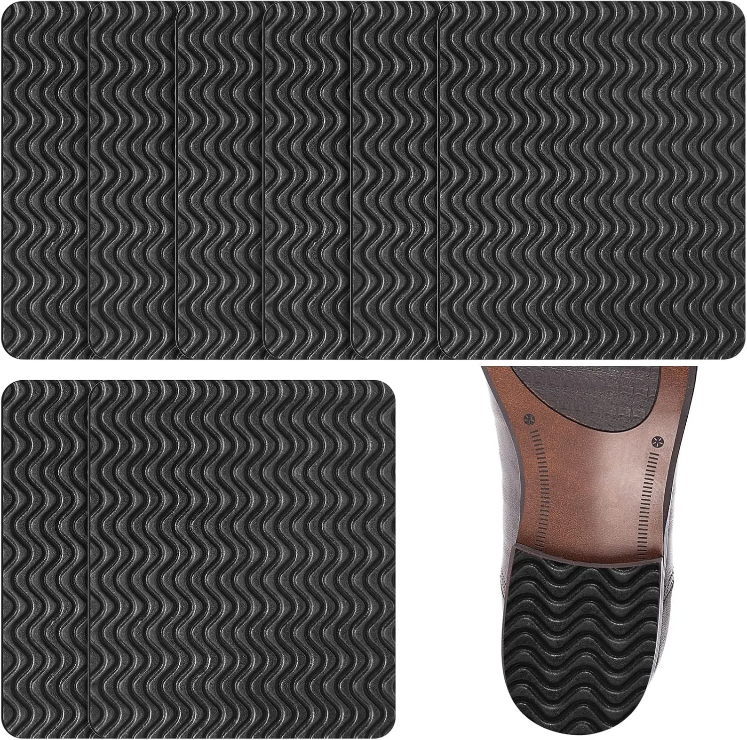 8 Pcs Shoe Grips on Bottom of Shoes No Slip Bottom Pad Self Adhesive Sole Protector Anti Slip Grips for Heel No Skid Pads for Sneakers Slippers(3.9 x 3.2 Inch,Black)