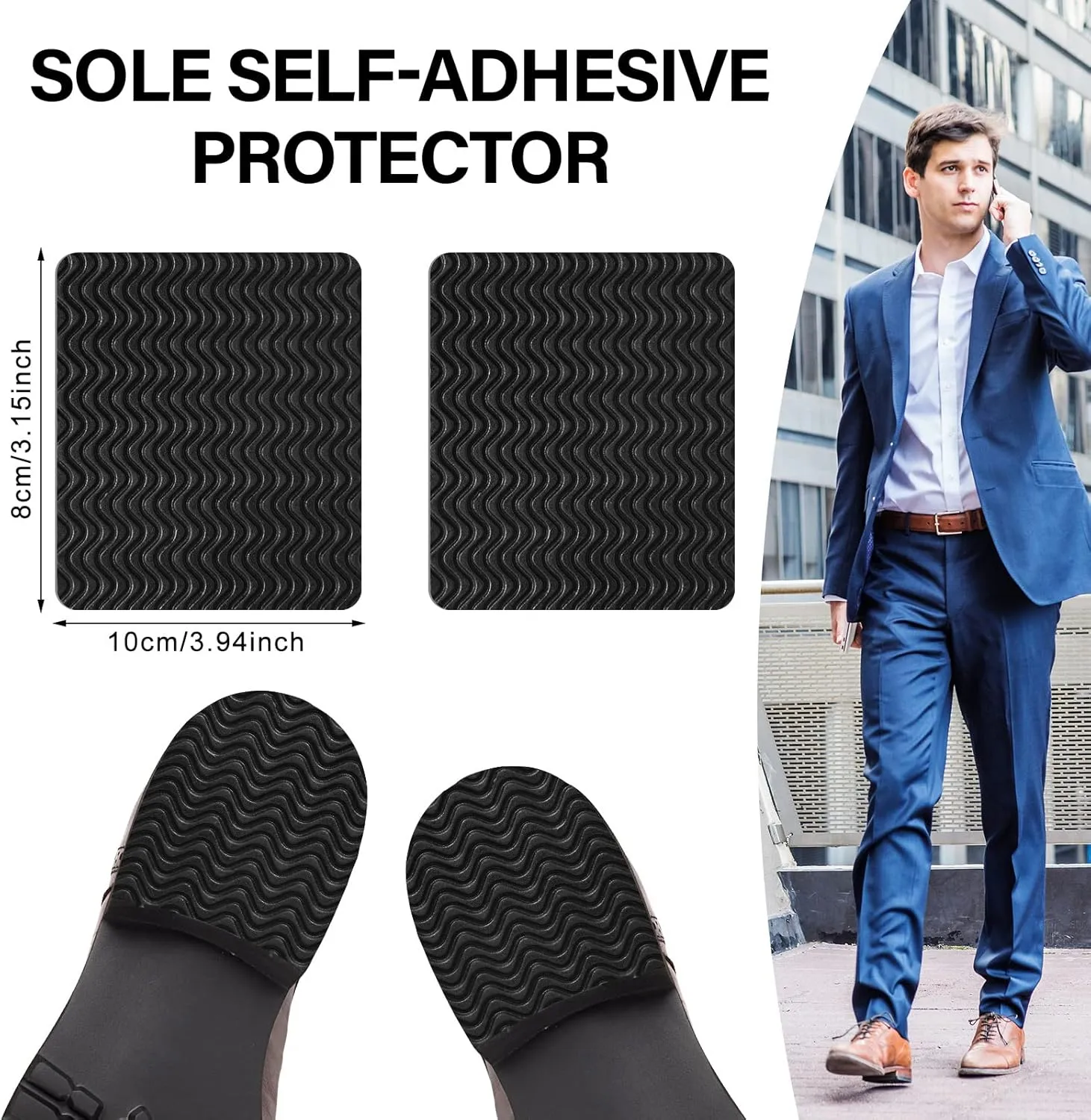 8 Pcs Shoe Grips on Bottom of Shoes No Slip Bottom Pad Self Adhesive Sole Protector Anti Slip Grips for Heel No Skid Pads for Sneakers Slippers(3.9 x 3.2 Inch,Black)