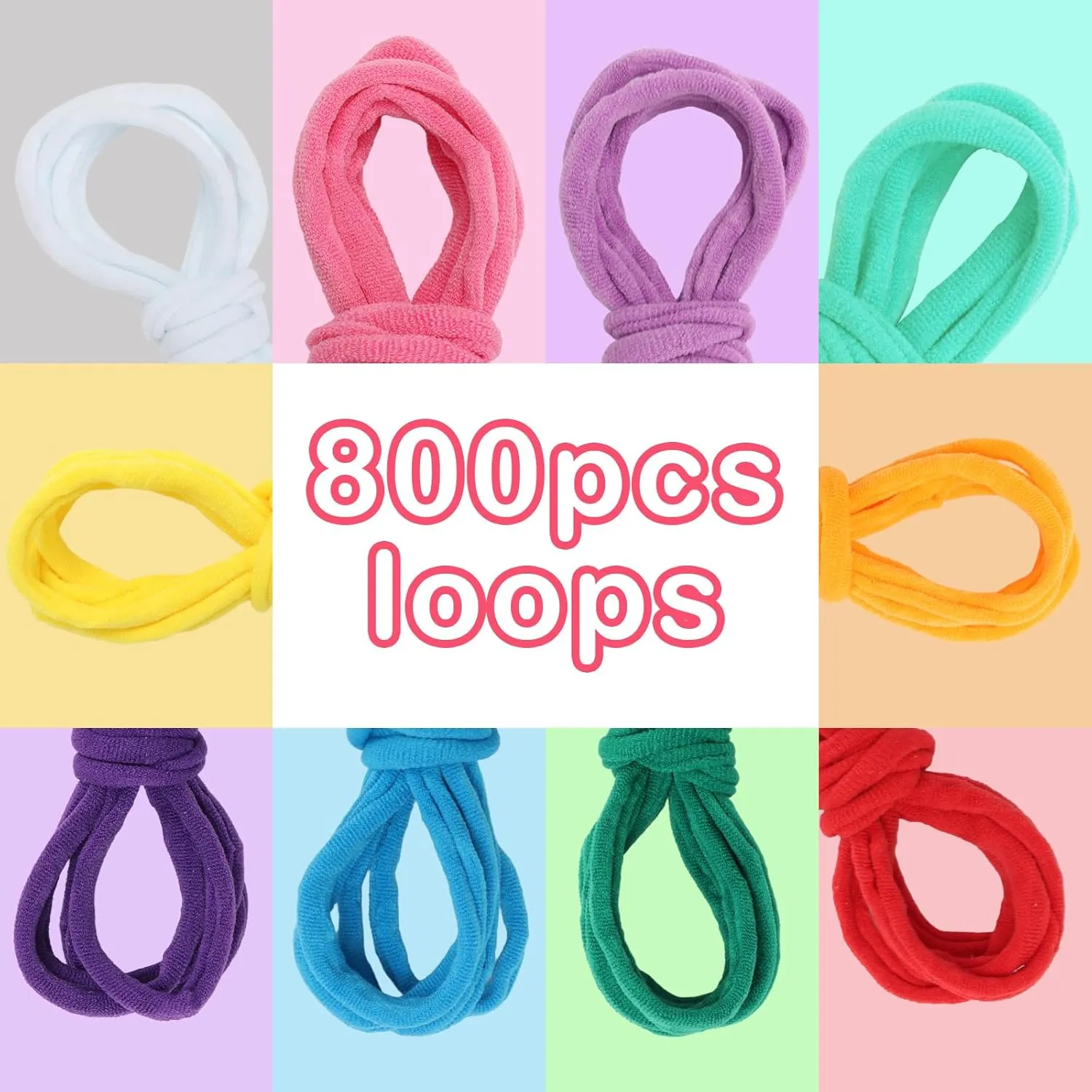 800 PCS Weaving Loom 10 Color Potholder Loops 7 inch Durable Nylon DIY Crafts Projects for Kids Adults Rainbow Knitting Loops Flexible Loom Kit Elastic Ideal Gifts for Girls Ages Crafts Supplies