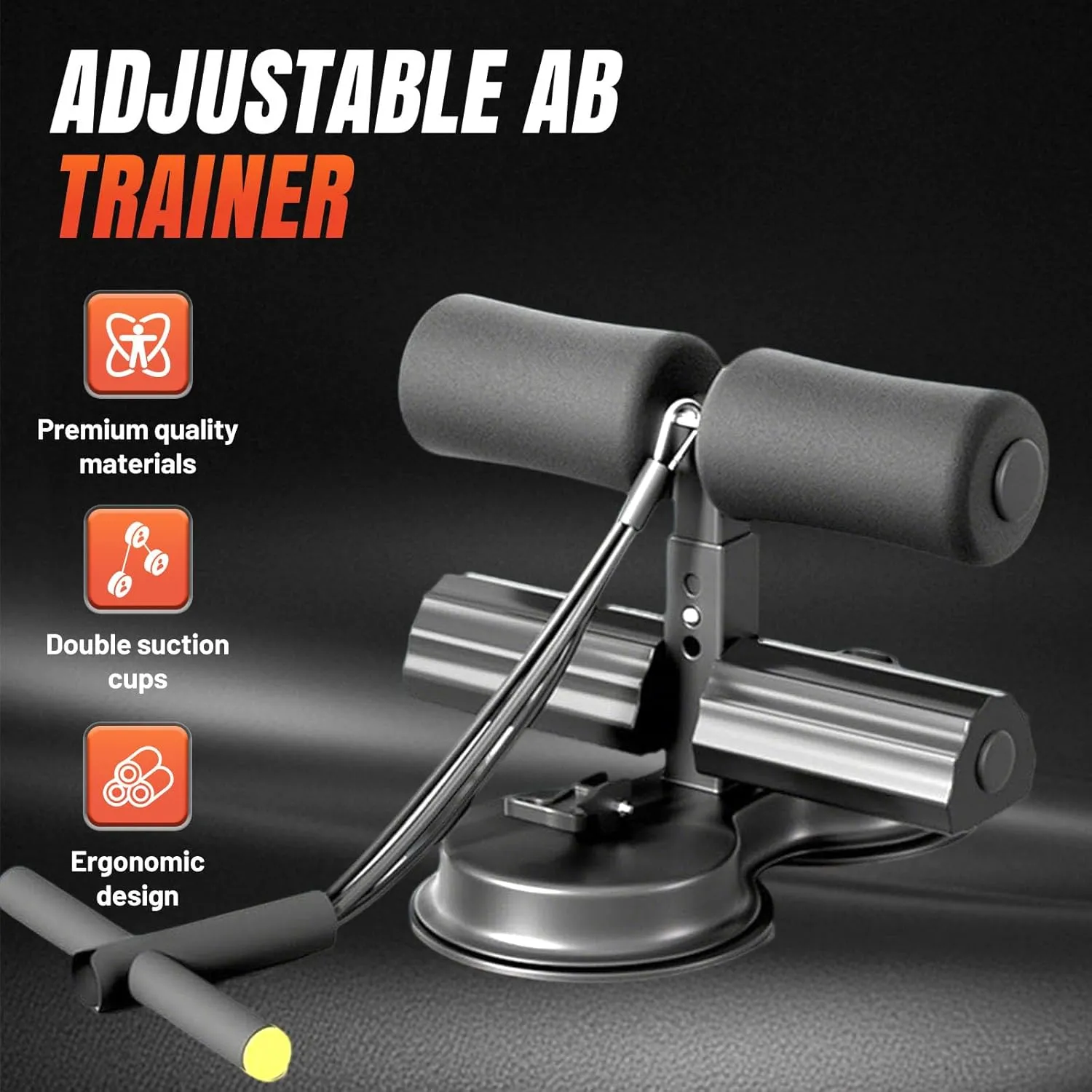 Ab Training Auxiliary Device, Double Suction Cups Adjustale Ab Trainer Machine with Resistance Bands, Upgraded Household Sit-Up Ab Muscle Training Equipment