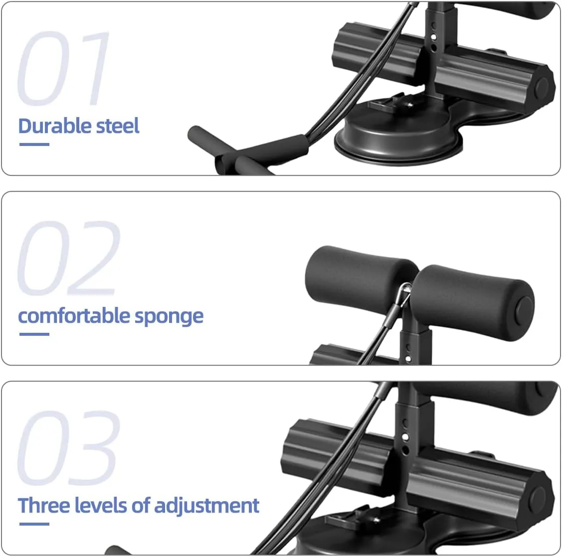 Ab Training Auxiliary Device, Multi-functional Adjustable Ab Trainer, Muscles Full Body Training for Girl and Men, Sit Up Machine, Portable Fitness Equipment for Home & Gym, with 2 Suction Cups and Resistance Band