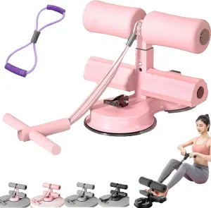 Ab Training Auxiliary Device, Sit Up Bar Floor Exercise Equipment, Sit Up Machine and Ab Machine, Multi-functional Adjustable Ab Core Trainer with Double Suction Cup and Resistance Band